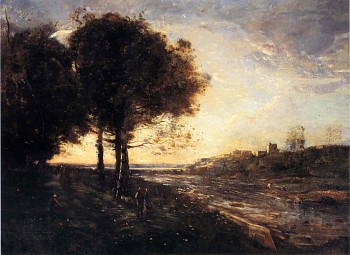 Work: Jean Baptiste Camille Corot Un Torrent dans des Romagnes, 1872