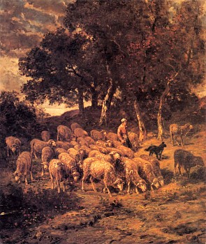 Work: Charles Emile Jacque A Shepherdess and Her Flock, ca. 1867