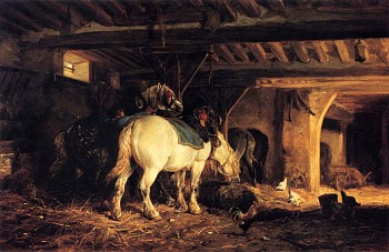 Work: Charles Emile Jacque In the Stable, ca. 1873-75