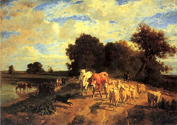 Work: Constant Troyon Le Troupeau au Bord de la Rivière, ca. 1850